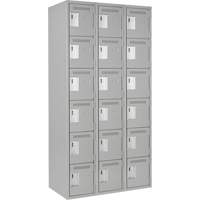 Clean Line Lockerettes, 6 -tier, Bank of 3, 36" x 18" x 72", Steel, Grey, Rivet (Assembled) Waymarc Industries Inc