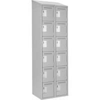 Clean Line Lockerette , 6 -tier, Bank of 2, 24" x 18" x 78", Steel, Grey, Rivet (Assembled) Waymarc Industries Inc