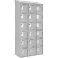 Clean Line Lockerette , 6 -tier, Bank of 3, 36" x 18" x 78", Steel, Grey, Rivet (Assembled) Waymarc Industries Inc
