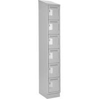 Clean Line Lockerette, 6 -tier, 12" x 18" x 82", Steel, Grey, Rivet (Assembled) Waymarc Industries Inc
