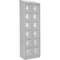 Clean Line Lockerette, 6 -tier, Bank of 2, 24" x 18" x 82", Steel, Grey, Rivet (Assembled) Waymarc Industries Inc