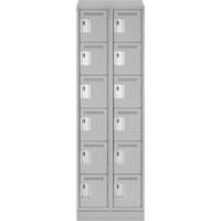 Clean Line Lockerette, 6 -tier, Bank of 2, 24" x 18" x 82", Steel, Grey, Rivet (Assembled) Waymarc Industries Inc