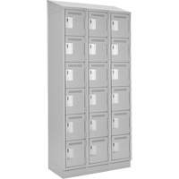 Clean Line Lockerette, 6 -tier, Bank of 3, 36" x 18" x 82", Steel, Grey, Rivet (Assembled) Waymarc Industries Inc