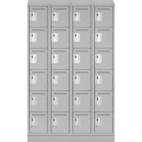 Clean Line Lockerette, 6 -tier, Bank of 4, 48" x 18" x 82", Steel, Grey, Rivet (Assembled) Waymarc Industries Inc
