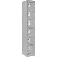 Clean Line Lockerette, 6 -tier, 12" x 18" x 76", Steel, Grey, Rivet (Assembled) Waymarc Industries Inc