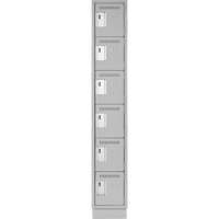 Clean Line Lockerette, 6 -tier, 12" x 18" x 76", Steel, Grey, Rivet (Assembled) Waymarc Industries Inc