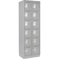 Clean Line Lockerette, 6 -tier, Bank of 2, 24" x 18" x 76", Steel, Grey, Rivet (Assembled) Waymarc Industries Inc