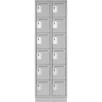 Clean Line Lockerette, 6 -tier, Bank of 2, 24" x 18" x 76", Steel, Grey, Rivet (Assembled) Waymarc Industries Inc
