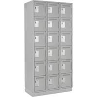 Clean Line Lockerette, 6 -tier, Bank of 3, 36" x 18" x 76", Steel, Grey, Rivet (Assembled) Waymarc Industries Inc