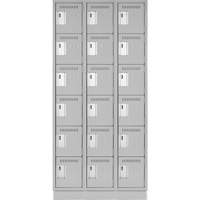 Clean Line Lockerette, 6 -tier, Bank of 3, 36" x 18" x 76", Steel, Grey, Rivet (Assembled) Waymarc Industries Inc