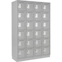 Clean Line Lockerette, 6 -tier, Bank of 4, 48" x 18" x 76", Steel, Grey, Rivet (Assembled) Waymarc Industries Inc