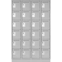 Clean Line Lockerette, 6 -tier, Bank of 4, 48" x 18" x 76", Steel, Grey, Rivet (Assembled) Waymarc Industries Inc
