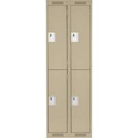 Clean Line Lockers, 2 -tier, Bank of 2, 24" x 18" x 72", Steel, Beige, Rivet (Assembled) Waymarc Industries Inc