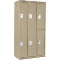 Clean Line Lockers, 2 -tier, Bank of 3, 36" x 18" x 72", Steel, Beige, Rivet (Assembled) Waymarc Industries Inc