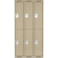 Clean Line Lockers, 2 -tier, Bank of 3, 36" x 18" x 72", Steel, Beige, Rivet (Assembled) Waymarc Industries Inc