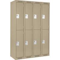 Clean Line Lockers, 2 -tier, Bank of 4, 48" x 18" x 72", Steel, Beige, Rivet (Assembled) Waymarc Industries Inc