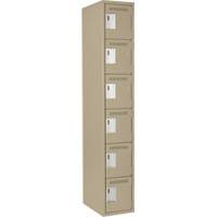 Clean Line Lockerette, 6 -tier, 12" x 18" x 72", Steel, Beige, Rivet (Assembled) Waymarc Industries Inc