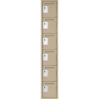Clean Line Lockerette, 6 -tier, 12" x 18" x 72", Steel, Beige, Rivet (Assembled) Waymarc Industries Inc