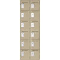 Clean Line Lockerette, 6 -tier, Bank of 2, 24" x 18" x 72", Steel, Beige, Rivet (Assembled) Waymarc Industries Inc