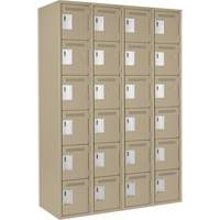 Clean Line Lockerette, 6 -tier, Bank of 4, 48" x 18" x 72", Steel, Beige, Rivet (Assembled) Waymarc Industries Inc