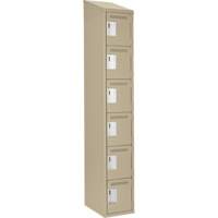 Clean Line Lockerette, 6 -tier, 12" x 18" x 78", Steel, Beige, Rivet (Assembled) Waymarc Industries Inc