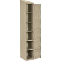 Clean Line Lockerette, 6 -tier, Bank of 4, 48" x 18" x 78", Steel, Beige, Rivet (Assembled) Waymarc Industries Inc