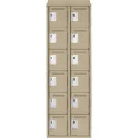 Clean Line Lockerette, 6 -tier, Bank of 2, 24" x 18" x 78", Steel, Beige, Rivet (Assembled) Waymarc Industries Inc