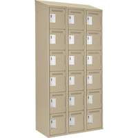 Clean Line Lockerette, 6 -tier, Bank of 3, 36" x 18" x 78", Steel, Beige, Rivet (Assembled) Waymarc Industries Inc