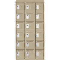 Clean Line Lockerette, 6 -tier, Bank of 3, 36" x 18" x 78", Steel, Beige, Rivet (Assembled) Waymarc Industries Inc