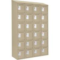 Clean Line Lockerette, 6 -tier, Bank of 4, 48" x 18" x 78", Steel, Beige, Rivet (Assembled) Waymarc Industries Inc