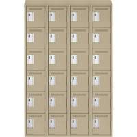 Clean Line Lockerette, 6 -tier, Bank of 4, 48" x 18" x 78", Steel, Beige, Rivet (Assembled) Waymarc Industries Inc