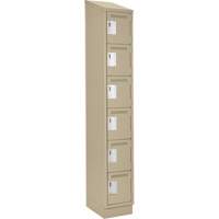 Petits casiers Clean Line, 6 niveaux, 12" x 18" x 82", Acier, Beige, Rivet (assembl&eacute;) Waymarc Industries Inc