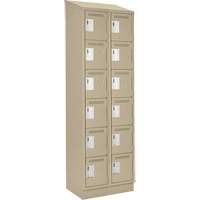 Clean Line Lockerette , 6 -tier, Bank of 2, 24" x 18" x 82", Steel, Beige, Rivet (Assembled) Waymarc Industries Inc