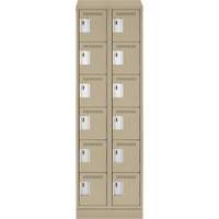 Clean Line Lockerette , 6 -tier, Bank of 2, 24" x 18" x 82", Steel, Beige, Rivet (Assembled) Waymarc Industries Inc