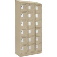 Clean Line Lockerette , 6 -tier, Bank of 3, 36" x 18" x 82", Steel, Beige, Rivet (Assembled) Waymarc Industries Inc