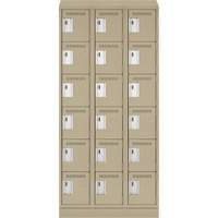 Clean Line Lockerette , 6 -tier, Bank of 3, 36" x 18" x 82", Steel, Beige, Rivet (Assembled) Waymarc Industries Inc