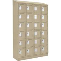 Clean Line Lockerette , 6 -tier, Bank of 4, 48" x 18" x 82", Steel, Beige, Rivet (Assembled) Waymarc Industries Inc