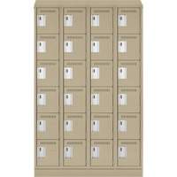 Clean Line Lockerette , 6 -tier, Bank of 4, 48" x 18" x 82", Steel, Beige, Rivet (Assembled) Waymarc Industries Inc