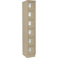 Petits casiers Clean Line, 6 niveaux, 12" x 18" x 76", Acier, Beige, Rivet (assembl&eacute;) Waymarc Industries Inc