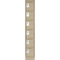 Petits casiers Clean Line, 6 niveaux, 12" x 18" x 76", Acier, Beige, Rivet (assembl&eacute;) Waymarc Industries Inc