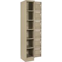 Clean Line Lockerette, 6 -tier, Bank of 4, 48" x 18" x 76", Steel, Beige, Rivet (Assembled) Waymarc Industries Inc