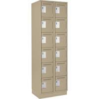 Clean Line Lockerette, 6 -tier, Bank of 2, 24" x 18" x 76", Steel, Beige, Rivet (Assembled) Waymarc Industries Inc