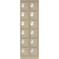 Clean Line Lockerette, 6 -tier, Bank of 2, 24" x 18" x 76", Steel, Beige, Rivet (Assembled) Waymarc Industries Inc