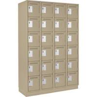 Clean Line Lockerette, 6 -tier, Bank of 4, 48" x 18" x 76", Steel, Beige, Rivet (Assembled) Waymarc Industries Inc