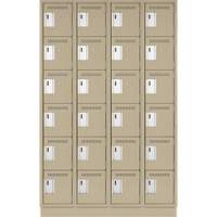 Clean Line Lockerette, 6 -tier, Bank of 4, 48" x 18" x 76", Steel, Beige, Rivet (Assembled) Waymarc Industries Inc