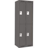 Clean Line Lockers, 2 -tier, Bank of 2, 24" x 18" x 72", Steel, Charcoal, Rivet (Assembled) Waymarc Industries Inc