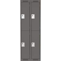 Clean Line Lockers, 2 -tier, Bank of 2, 24" x 18" x 72", Steel, Charcoal, Rivet (Assembled) Waymarc Industries Inc