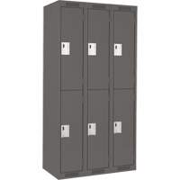 Clean Line Lockers, 2 -tier, Bank of 3, 36" x 18" x 72", Steel, Charcoal, Rivet (Assembled) Waymarc Industries Inc