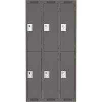 Clean Line Lockers, 2 -tier, Bank of 3, 36" x 18" x 72", Steel, Charcoal, Rivet (Assembled) Waymarc Industries Inc
