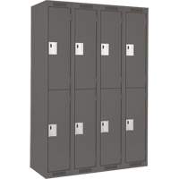 Clean Line Lockers, 2 -tier, Bank of 4, 48" x 18" x 72", Steel, Charcoal, Rivet (Assembled) Waymarc Industries Inc
